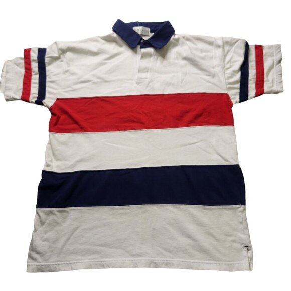 VTG Players Van Heusen Polo Shirt Mens Size M Stripe Short Sleeve Cotton - Picture 1 of 7